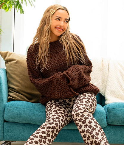 透かしデザイン編ニットトップス 813-6648