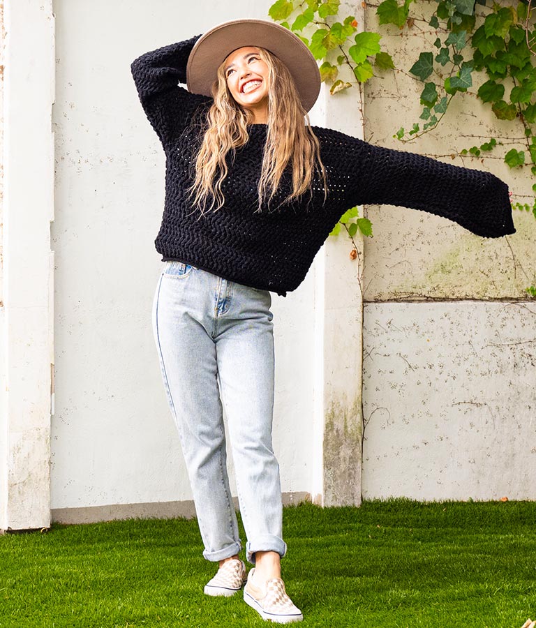 透かしデザイン編ニットトップス 813-6648