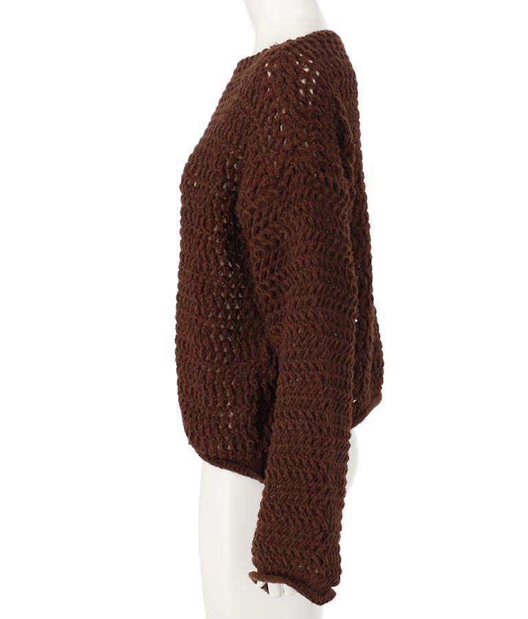 透かしデザイン編ニットトップス 813-6648