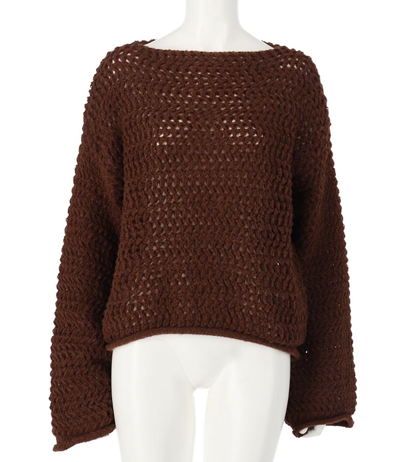 透かしデザイン編ニットトップス 813-6648