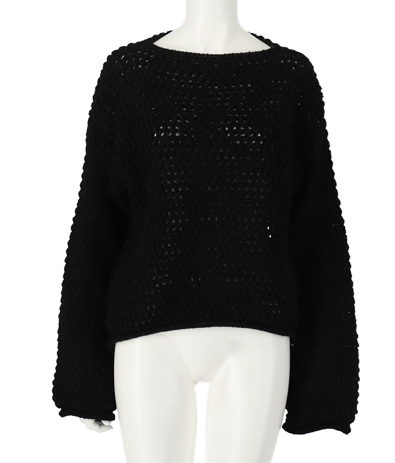 透かしデザイン編ニットトップス 813-6648