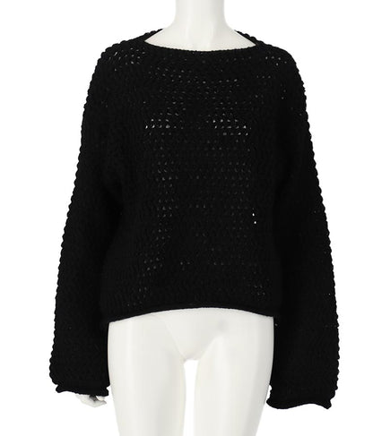 透かしデザイン編ニットトップス 813-6648