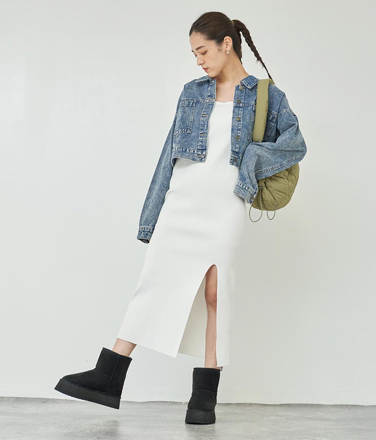 スポンジニット キャミソール ロング ワンピース ノースリーブ 157-5477