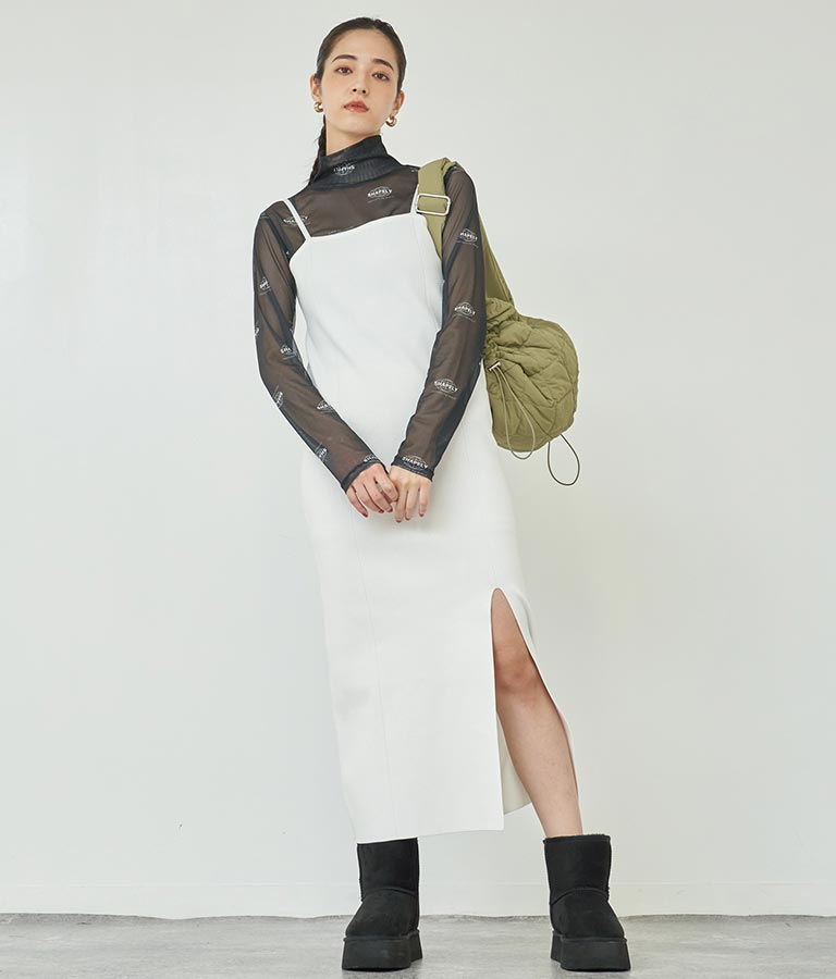 スポンジニット キャミソール ロング ワンピース ノースリーブ 157-5477