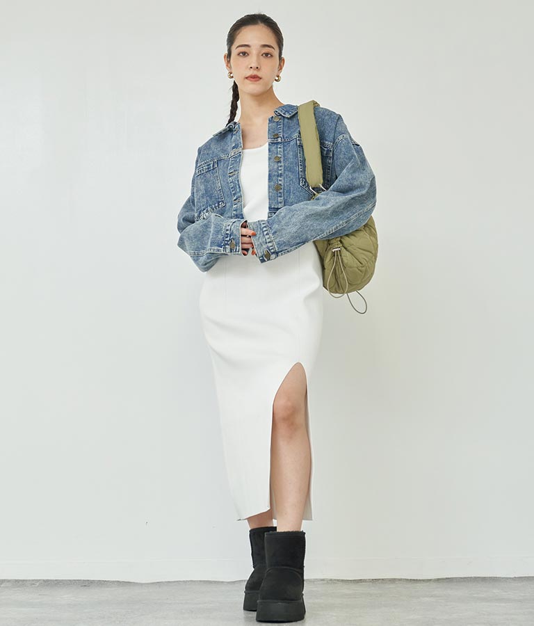 スポンジニット キャミソール ロング ワンピース ノースリーブ 157-5477