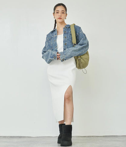 スポンジニット キャミソール ロング ワンピース ノースリーブ 157-5477