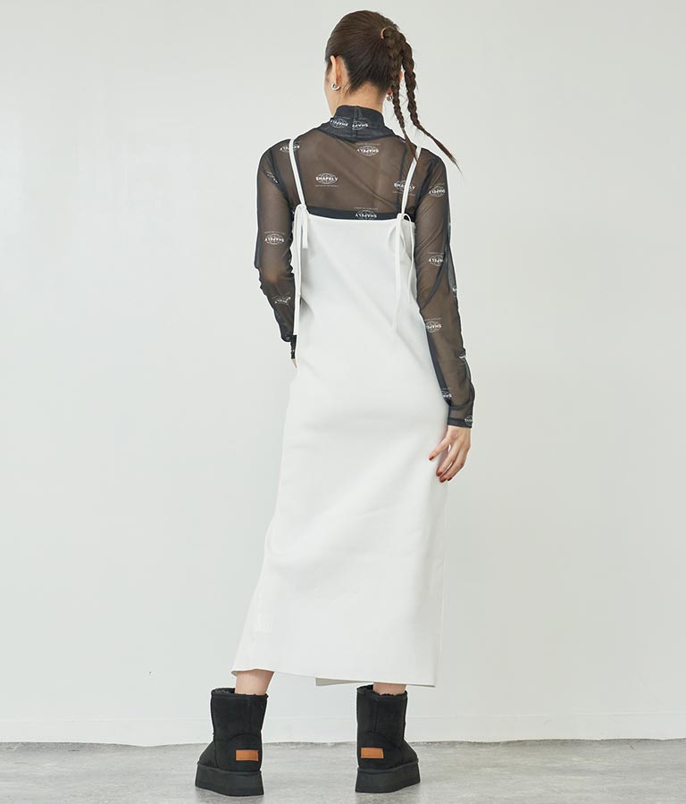 スポンジニット キャミソール ロング ワンピース ノースリーブ 157-5477