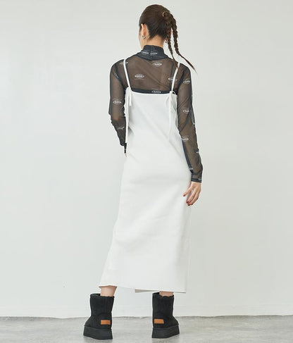 スポンジニット キャミソール ロング ワンピース ノースリーブ 157-5477