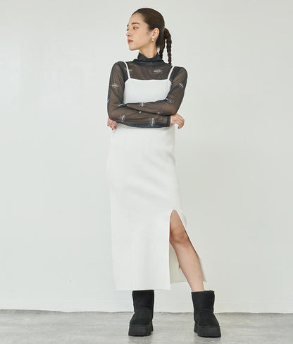 スポンジニット キャミソール ロング ワンピース ノースリーブ 157-5477