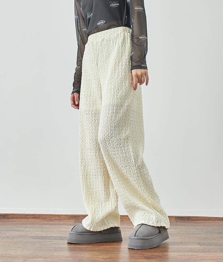 ジャガードカットソーワイドパンツ【セットアップ着用可】 792-9019