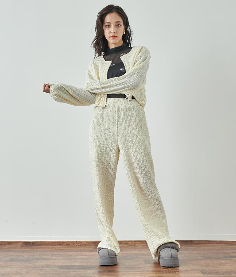 ジャガードカットソーワイドパンツ【セットアップ着用可】 792-9019