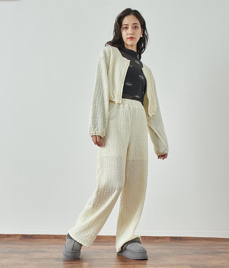 ジャガードカットソーワイドパンツ【セットアップ着用可】 792-9019