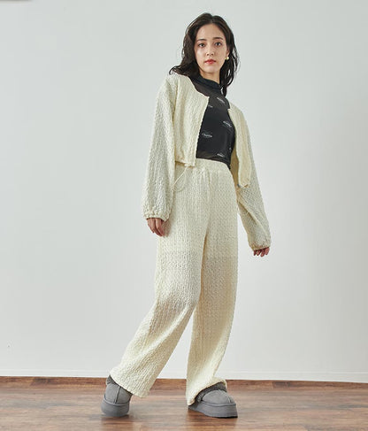 ジャガードカットソーワイドパンツ【セットアップ着用可】 792-9019