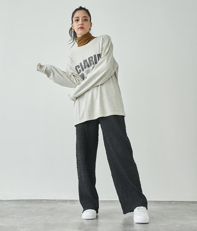 ジャガードカットソーワイドパンツ【セットアップ着用可】 792-9019