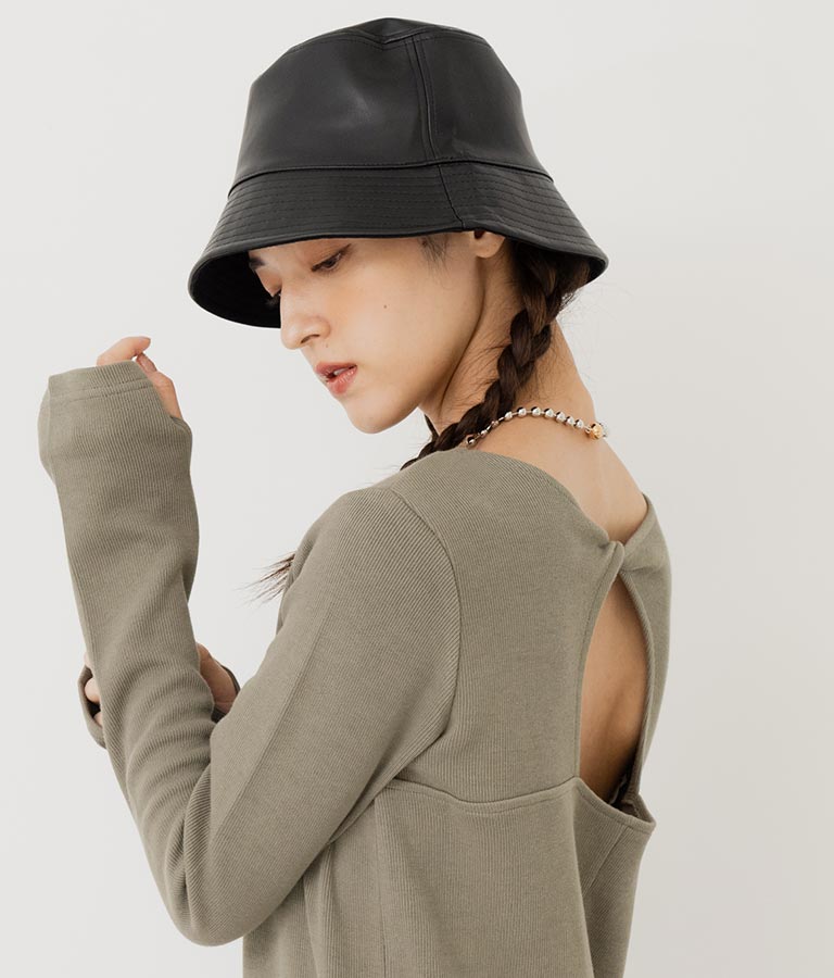 フェイクレザー×ツイルリバーシブルバケットハット 159-5500