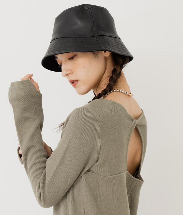 フェイクレザー×ツイルリバーシブルバケットハット 159-5500