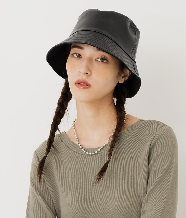 フェイクレザー×ツイルリバーシブルバケットハット 159-5500