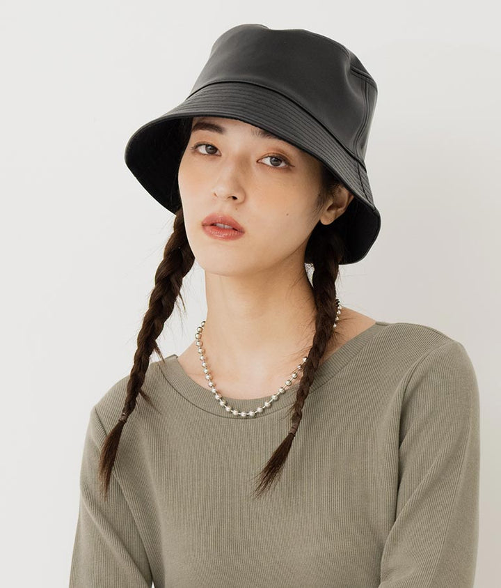 フェイクレザー×ツイルリバーシブルバケットハット 159-5500