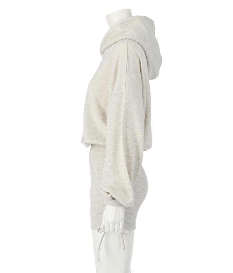 サイドギャザー裏毛スウェットパーカーワンピース 797-9046