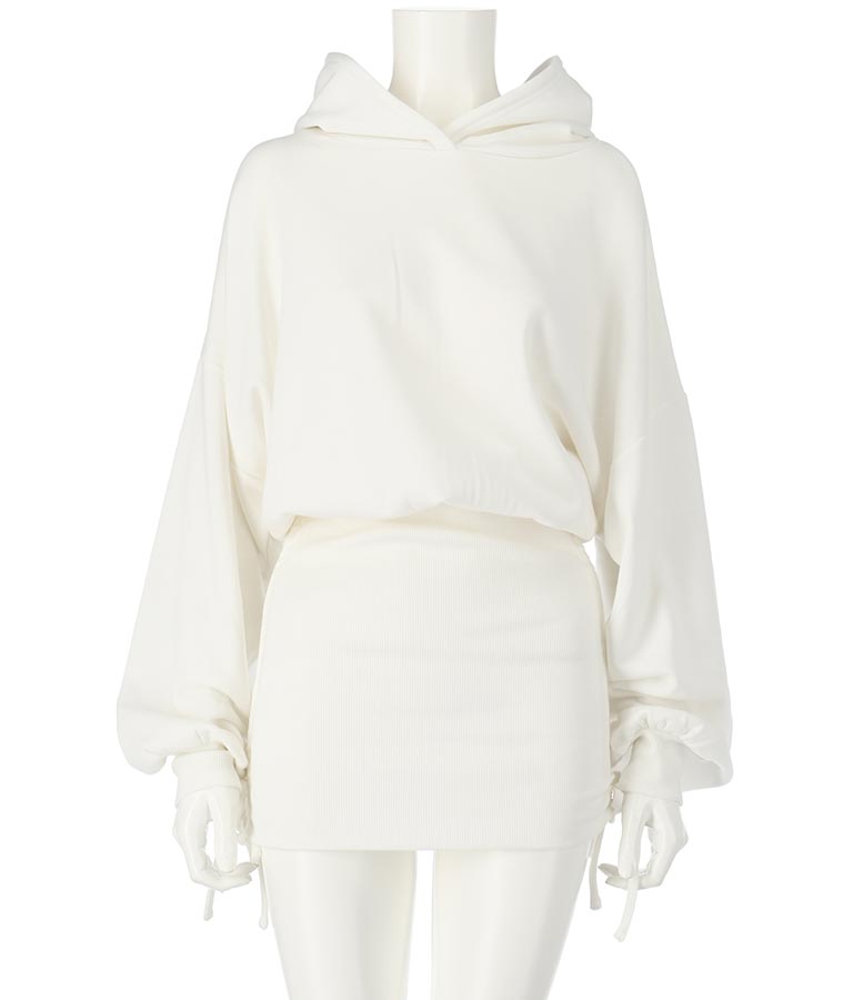 サイドギャザー裏毛スウェットパーカーワンピース 797-9046