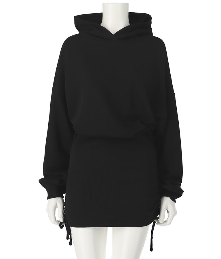 サイドギャザー裏毛スウェットパーカーワンピース 797-9046