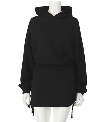 サイドギャザー裏毛スウェットパーカーワンピース 797-9046