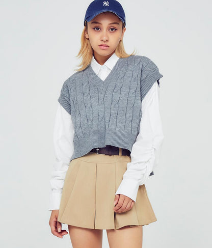 袖ギャザーデザインクロップドシャツ 154-5510