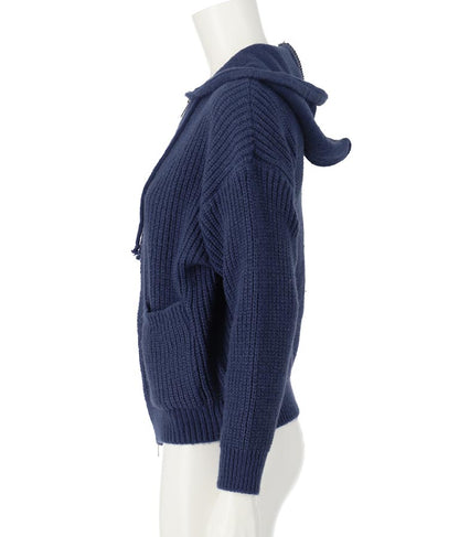 Wジップ ニット フード パーカー 814-6740