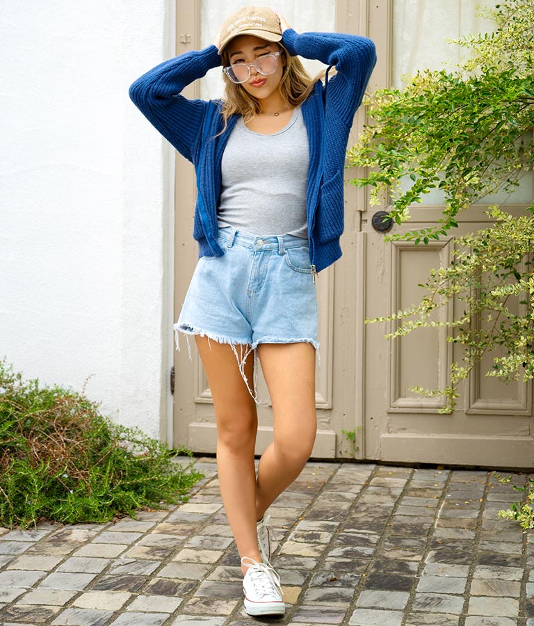 Wジップ ニット フード パーカー 814-6740