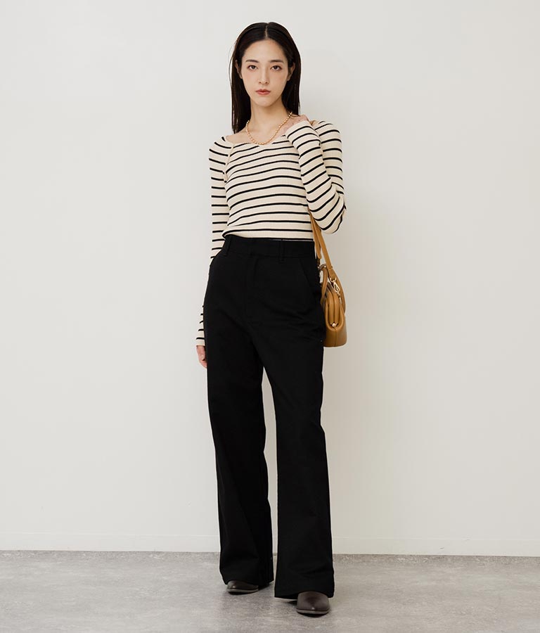 キーネックリブニットトップス 153-5511