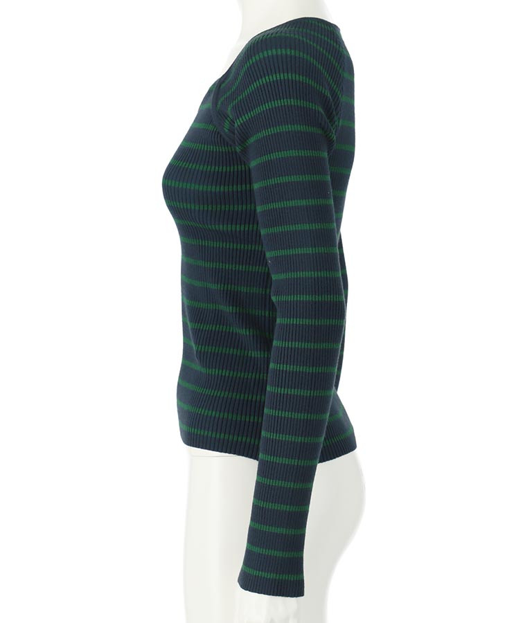 キーネックリブニットトップス 153-5511