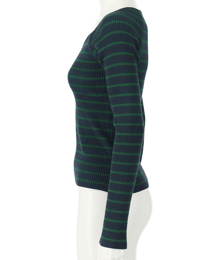 キーネックリブニットトップス 153-5511