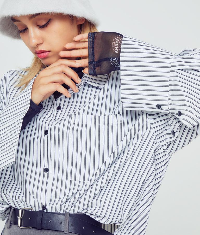 ロゴプリント シアー ハイネック トップス 793-9031