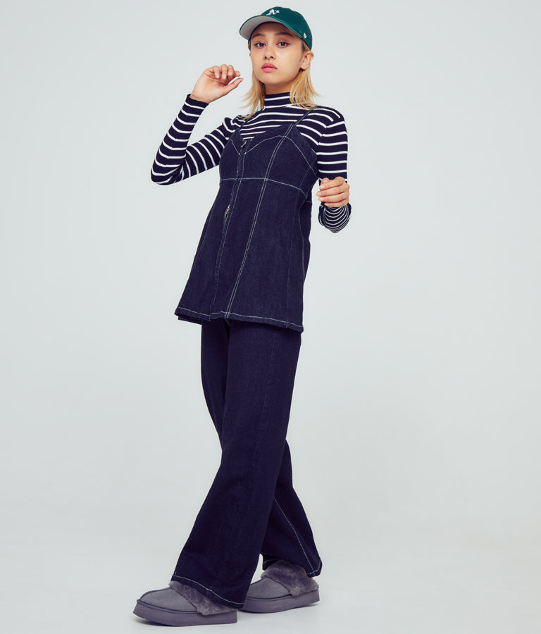 プチハイネック リブニット トップス 長袖 153-5480