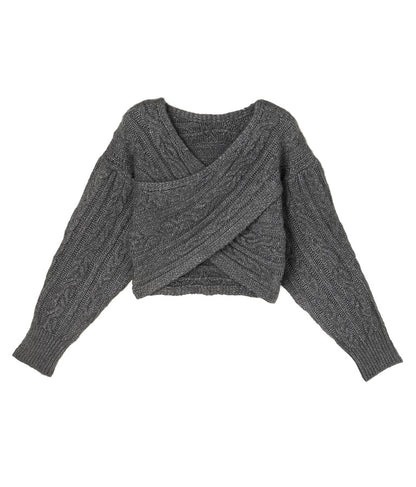 横編み ケーブル柄 オフショルダー ニットトップス 493-2574