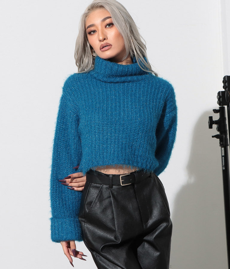 モヘアタッチ オフタートル ニット トップス