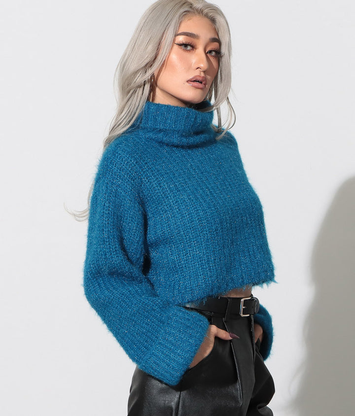 モヘアタッチ オフタートル ニット トップス 493-2590