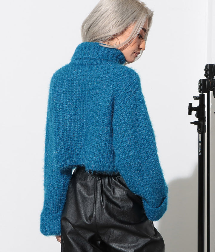 モヘアタッチ オフタートル ニット トップス 493-2590