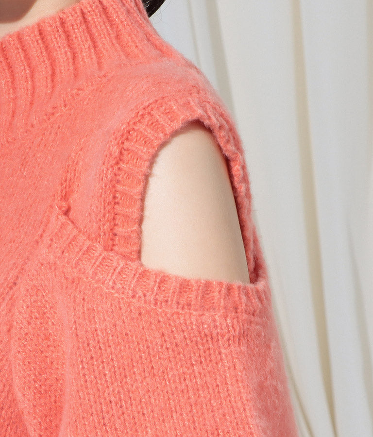 ショルダー スリット 起毛 ニット トップス 523-6691