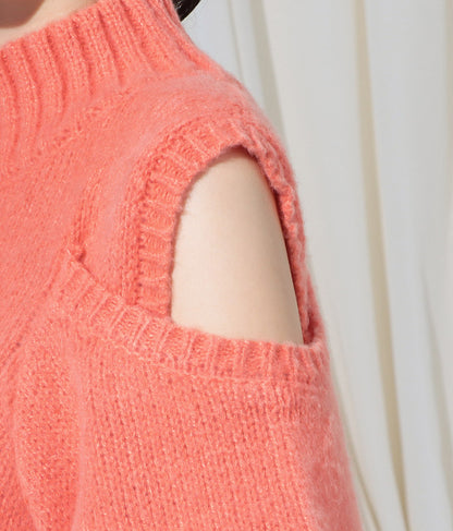 ショルダー スリット 起毛 ニット トップス 523-6691