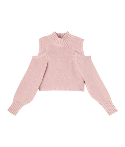 ショルダー スリット 起毛 ニット トップス 523-6691