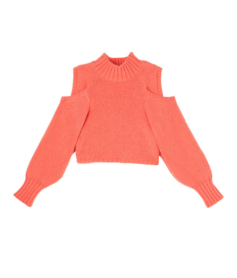 ショルダー スリット 起毛 ニット トップス 523-6691