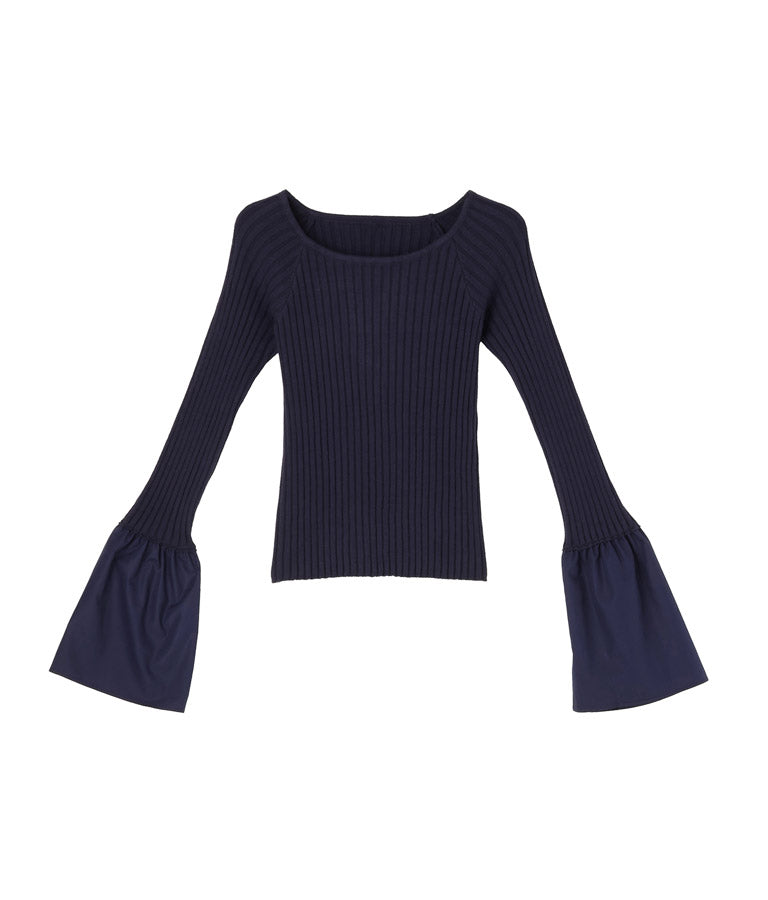 袖切り替え ベルスリーブ ニット