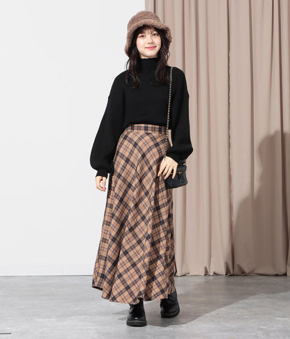 ボリュームスリーブボトルネックニットトップス 523-6669