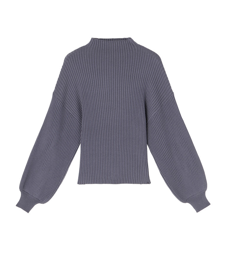 ボリュームスリーブボトルネックニットトップス 523-6669