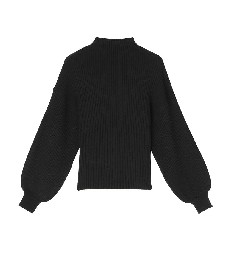 ボリュームスリーブボトルネックニットトップス 523-6669