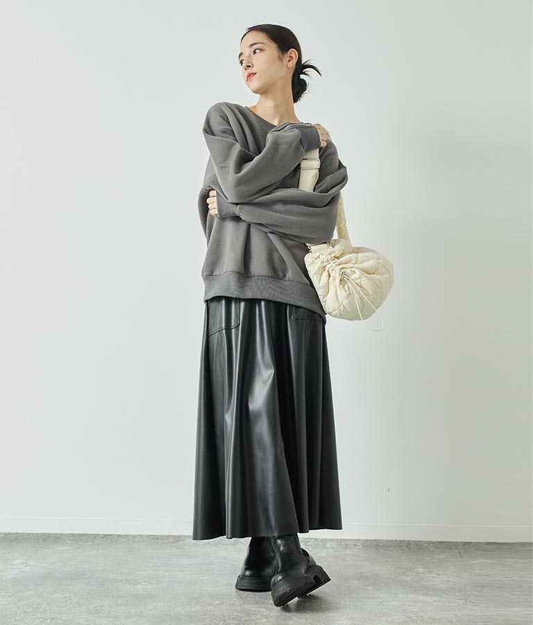 フェイクレザー フレア スカート 151-5512