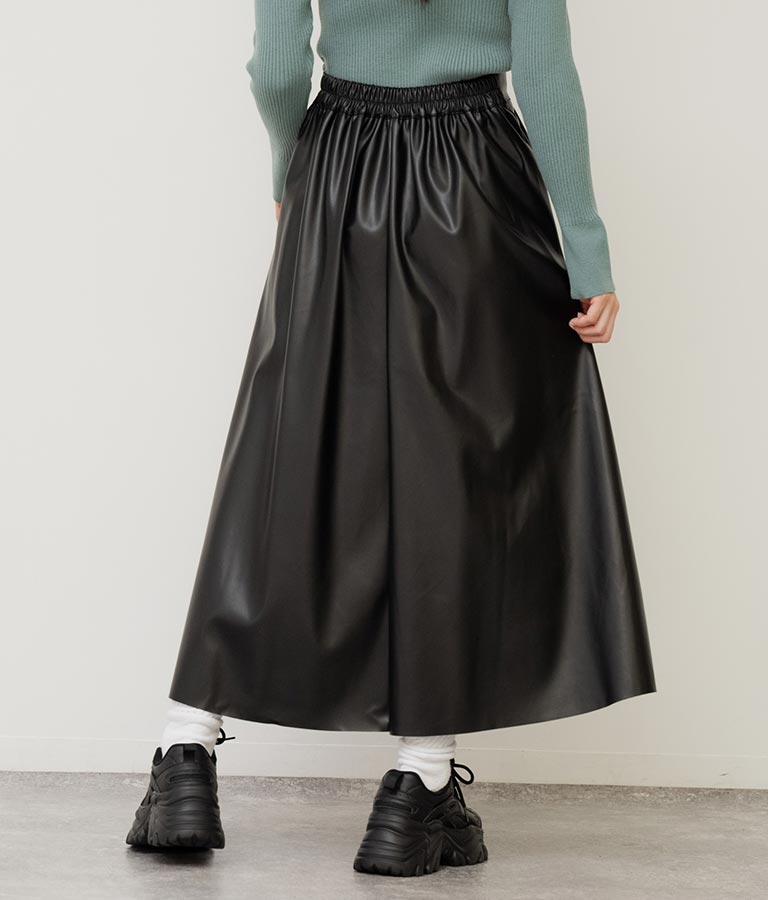 フェイクレザー フレア スカート 151-5512