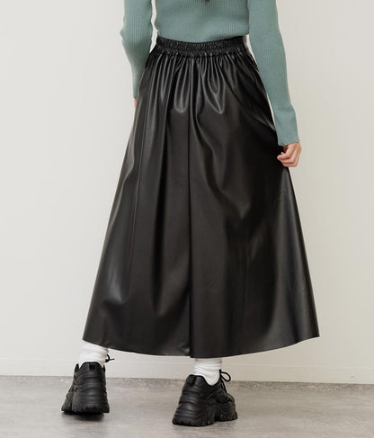 フェイクレザー フレア スカート 151-5512