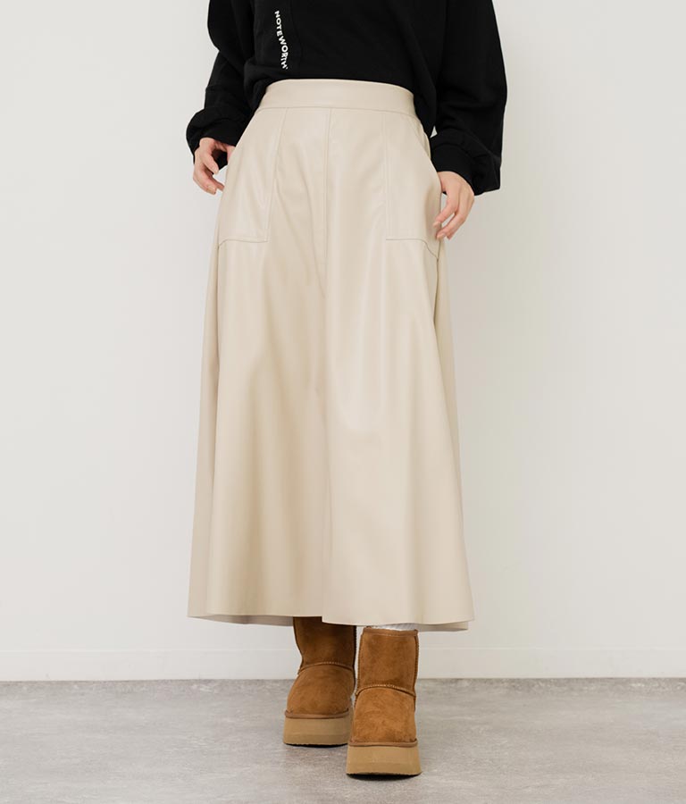 フェイクレザー フレア スカート 151-5512